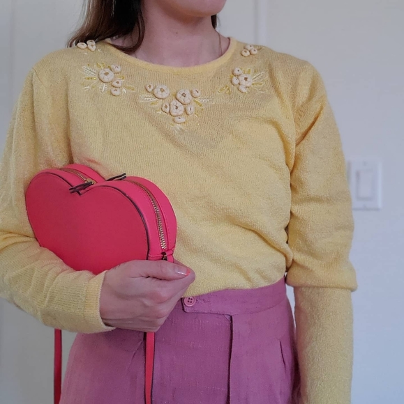 Vintage Yellow Long Sleeve Acrylic Knit - Picture 2 of 7